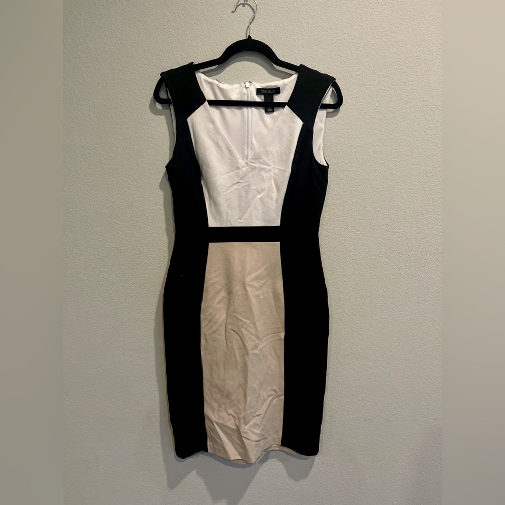 WHBM Sleeveless V-Neck Colorblock Sheath Dress